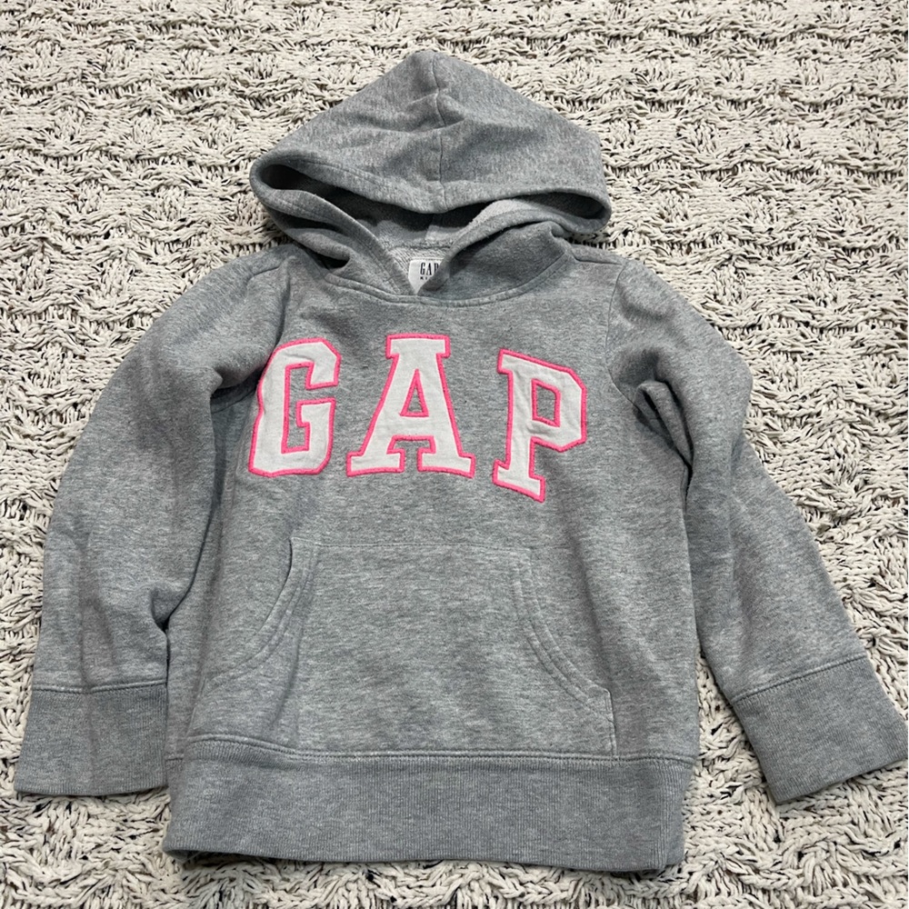 GAP Kids Gray Hoodie with Pink Accents - Picture 1 of 3
